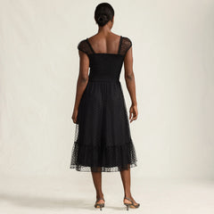 Women's Petite Flocked Chiffon Midi Dress