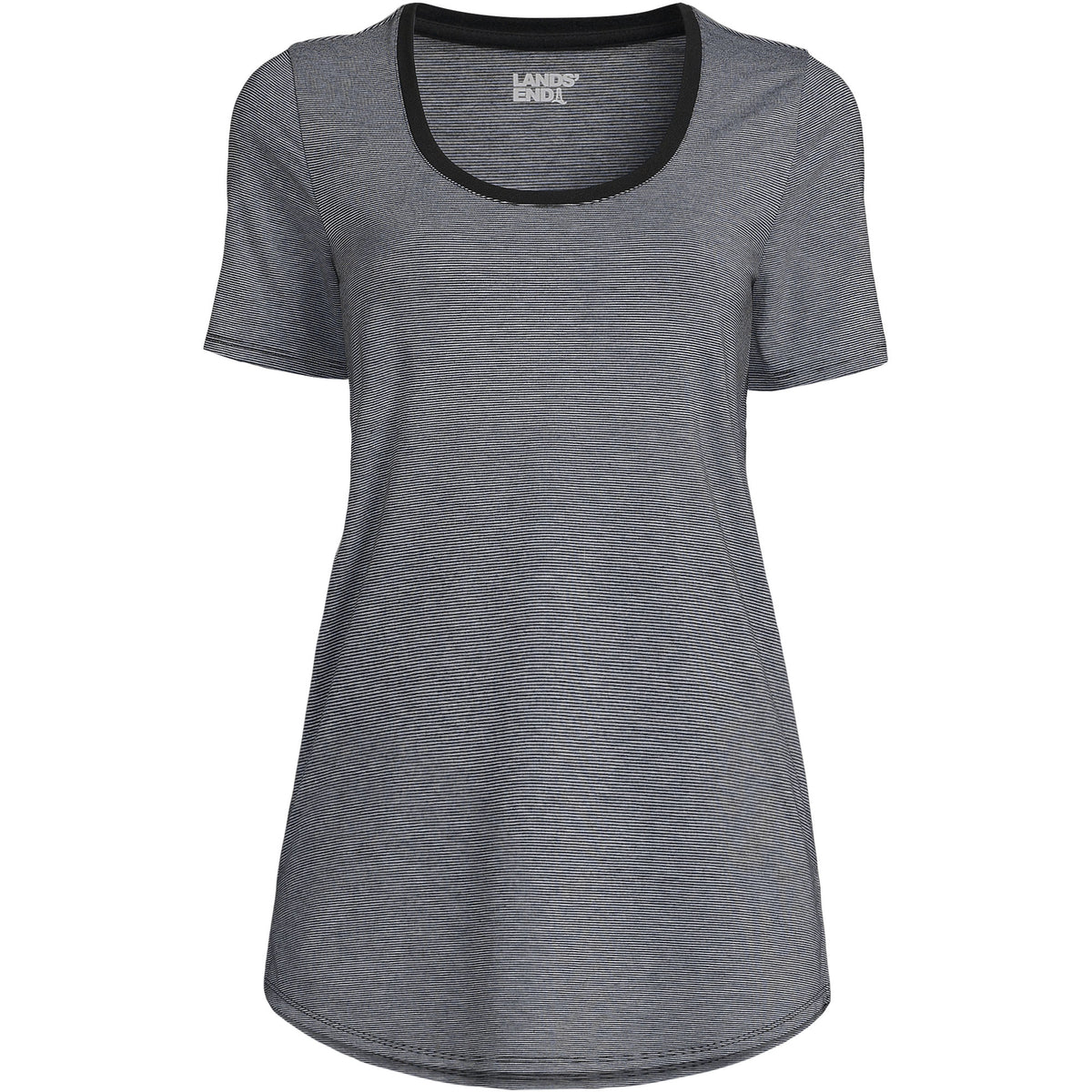 Women's Plus Size Short Sleeve Power Performance Scoop Neck Curved Hem Tunic Tee