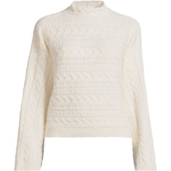 Women's Plus Size Boucle Funnel Neck All Over Cable Sweater