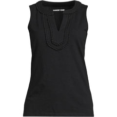 Women's Plus Size Slub Decorative Trim Tank Top