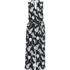 Women's Petite Sleeveless Creaseless Wrap Jumpsuit with Smocked Waist