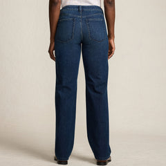 Women's Petite Soft Denim Mid Rise Relaxed Straight Leg Jeans