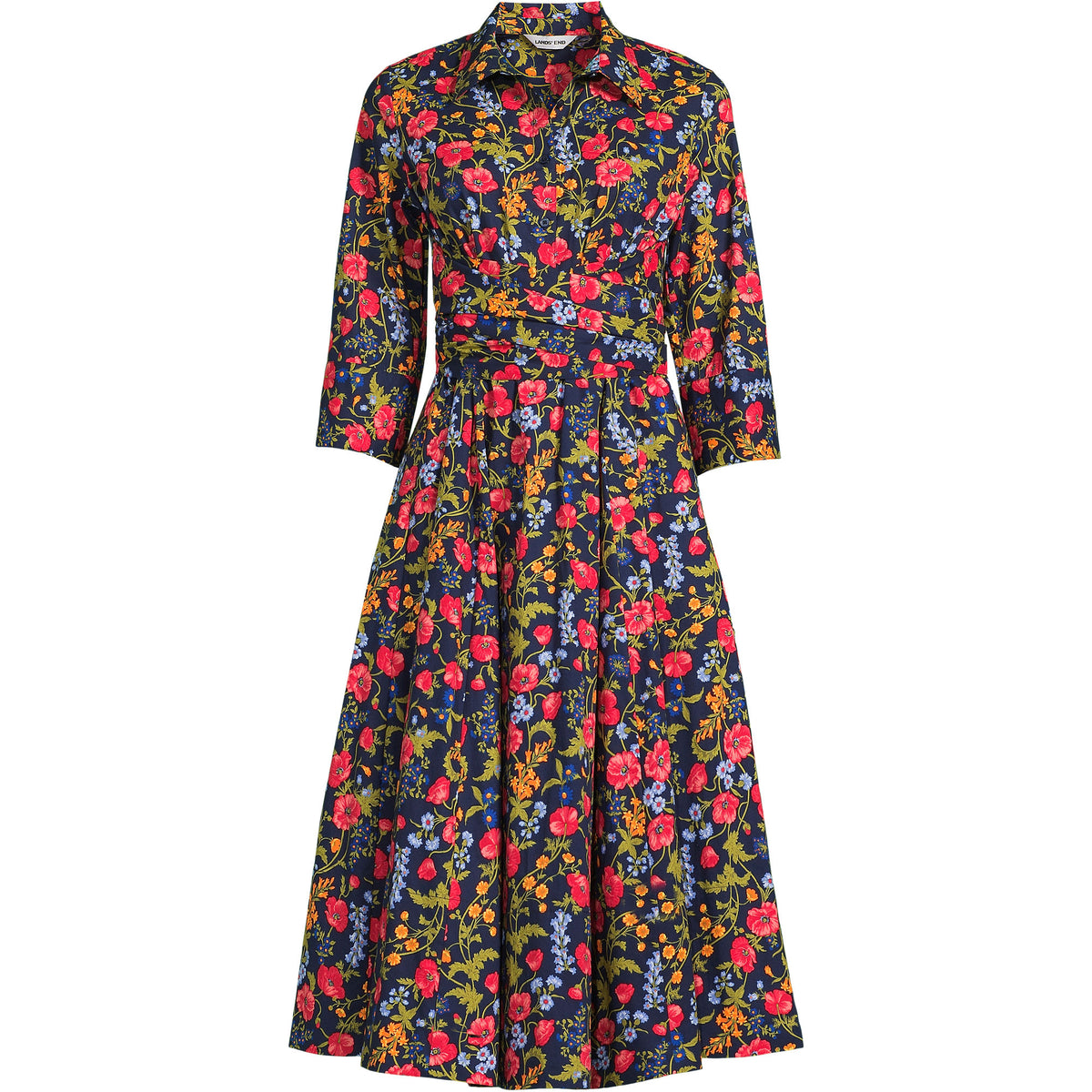 Women's Plus Size Poplin Midi Wrap Front Dress