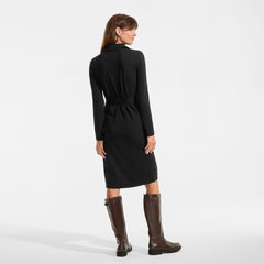 Women's Petite Cotton Modal Collared Wrap Dress