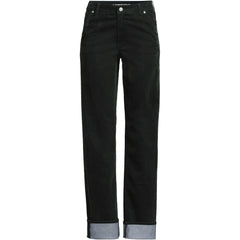 Women's Plus Size Flocked Denim Mid Rise Relaxed Straight Leg Cuff Jeans
