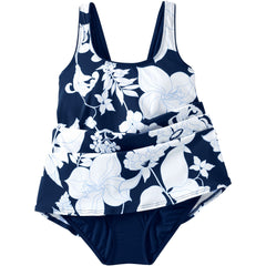 Women's Long Torso Scoop Neck Mini Swim Dress Swimsuit