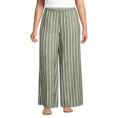 Women's Plus Size Linen High Rise Palazzo Pants - Set Bottom
