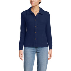 Women's Long Sleeve Waffle Collared Shacket