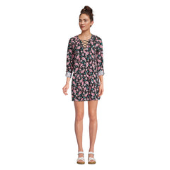 Women's Cotton Jersey V-neck Tunic Swim Cover-up Shirtdress