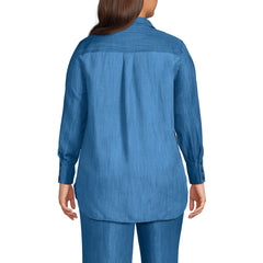 Women's Plus Size Twill TENCEL TM Fiber Popover Shirt