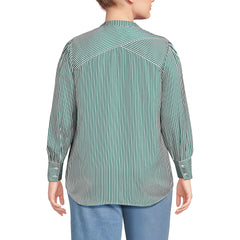 Women's Plus Size Banded Collar Button Front Shirt