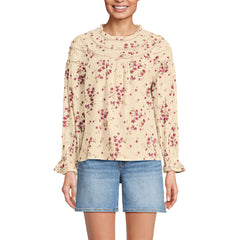 Women's Cotton Voile Long Sleeve Crew Neck Top