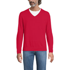 Men's Fine Gauge Cotton V Neck Sweater