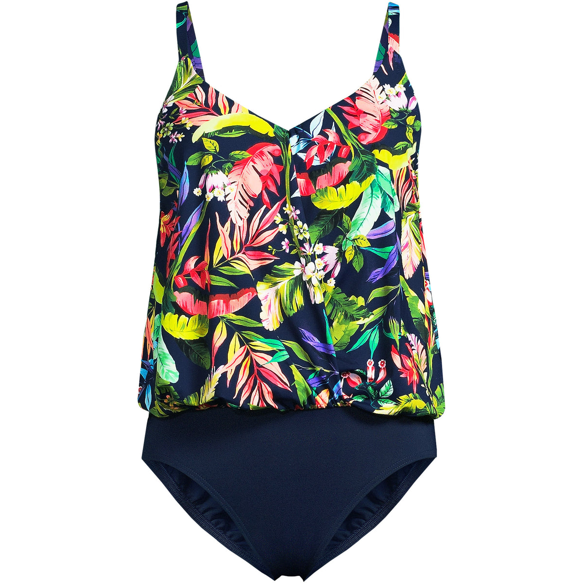 Women's Smoothing Control Blouson Fauxkini One Piece Swimsuit