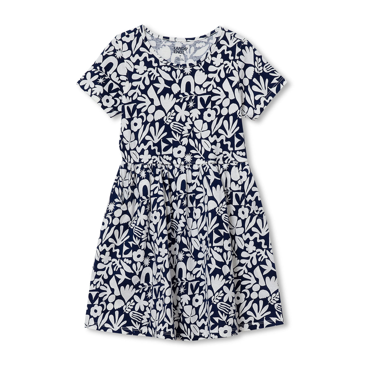 Girls Short Sleeve Gathered Waist Jersey Dress