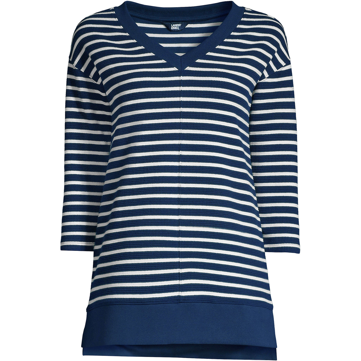 Women's 3/4 Sleeve Waffle Vneck Tunic