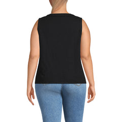 Women's Plus Size Slub Decorative Trim Tank Top
