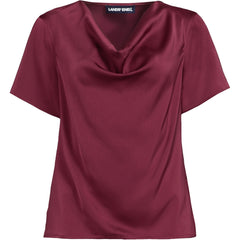 Women's Charmeuse Short Sleeve Cowl Neck Top