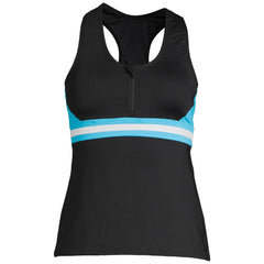 Women's Chlorine Resistant Zip Front Tankini Swimsuit Top