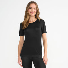 Women's Silk Interlock Short Sleeve Crewneck Long Underwear Thermal Baselayer Top