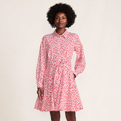 Women's Poplin Button Front Dress with Godets
