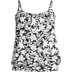 Women's Petite Chlorine Resistant Blouson Tankini Swimsuit Top