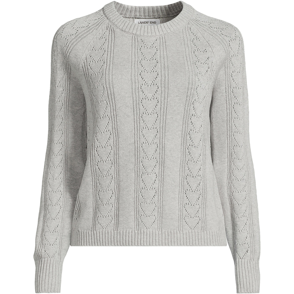 Women's Plus Size Drifter Raglan Pointelle Crew Neck Sweater
