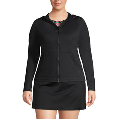 Women's Plus Size SunShade UPF 50 Hooded Zip Front Rash Guard