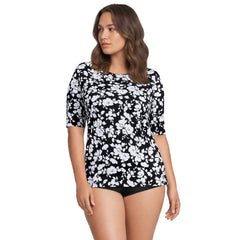Women's Plus Size SunShade UPF 50 Elbow Sleeve Rash Guard Swim Tee