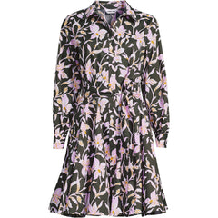 Women's Plus Size Poplin Button Front Dress with Godets