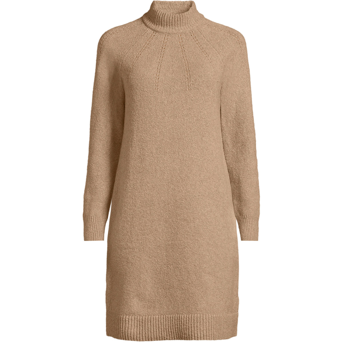 Women's Boucle Long Sleeve Raglan Mock Neck Sweater Dress