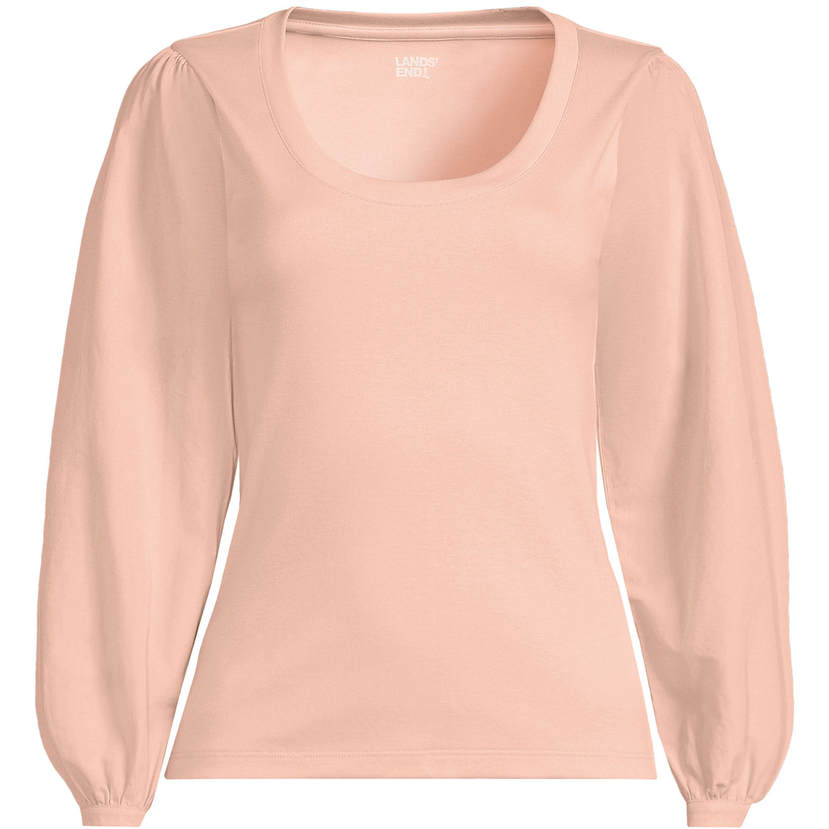 Women's Plus Size Supima Interlock Scoop Neck Blouson Sleeve Top