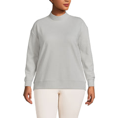 Women's Plus Size Long Sleeve Ottoman Mock Pullover