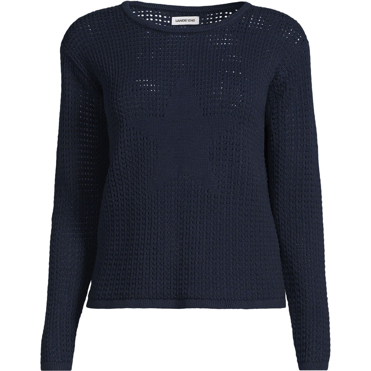 Women's Plus Size Cotton Viscose Mesh Jacquard Crew Neck Sweater