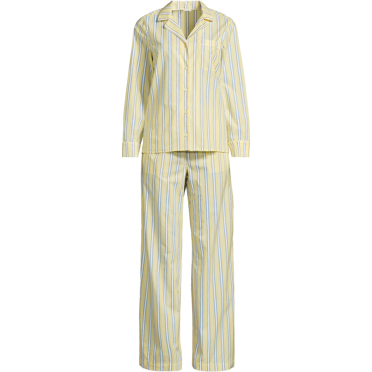 Women's Plus Size Cotton Poplin 2 Piece Pajama Set - Long Sleeve Top and Pants
