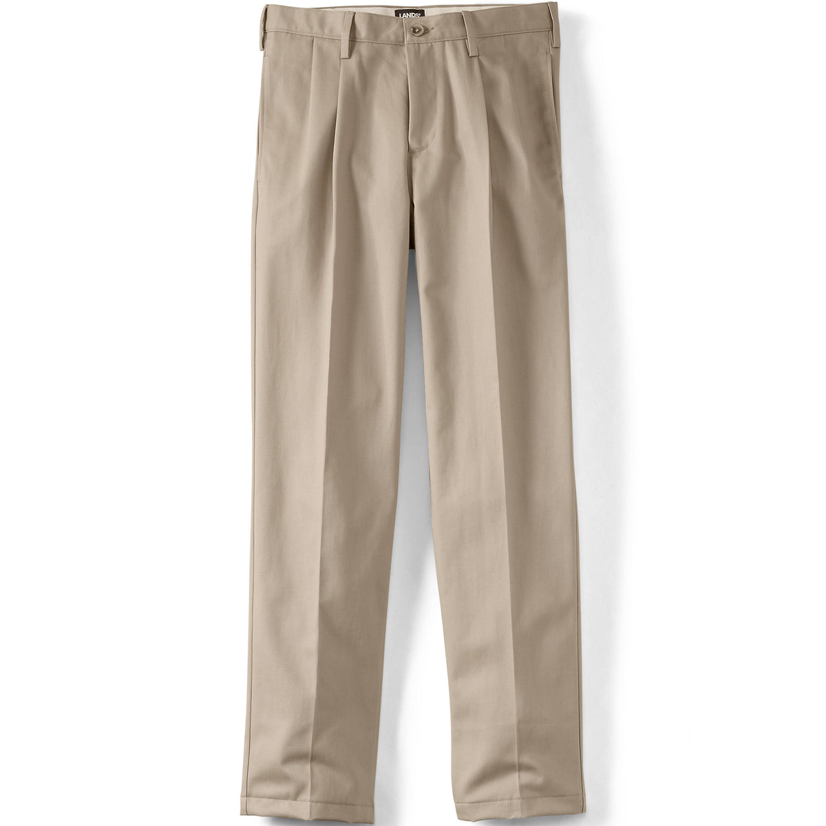 Men's Long No Iron Traditional Fit Pleated Front Chino Pant