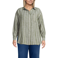 Women's Plus Size Linen Oversized Button Front Shirt