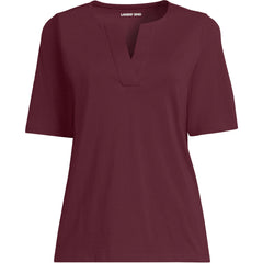 School Uniform Women's Supima Jersey Half Sleeve Splitneck Shirt