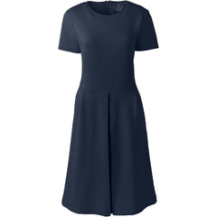 School Uniform Women's Short Sleeve Ponte Dress Top of Knee