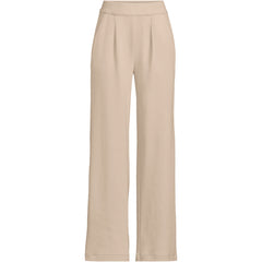 Women's Plus Size Sport Knit High Rise Pleated Wide Leg Pants