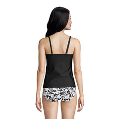 Women's Chlorine Resistant Tie Front Underwire Tankini Swimsuit Top Adjustable Straps