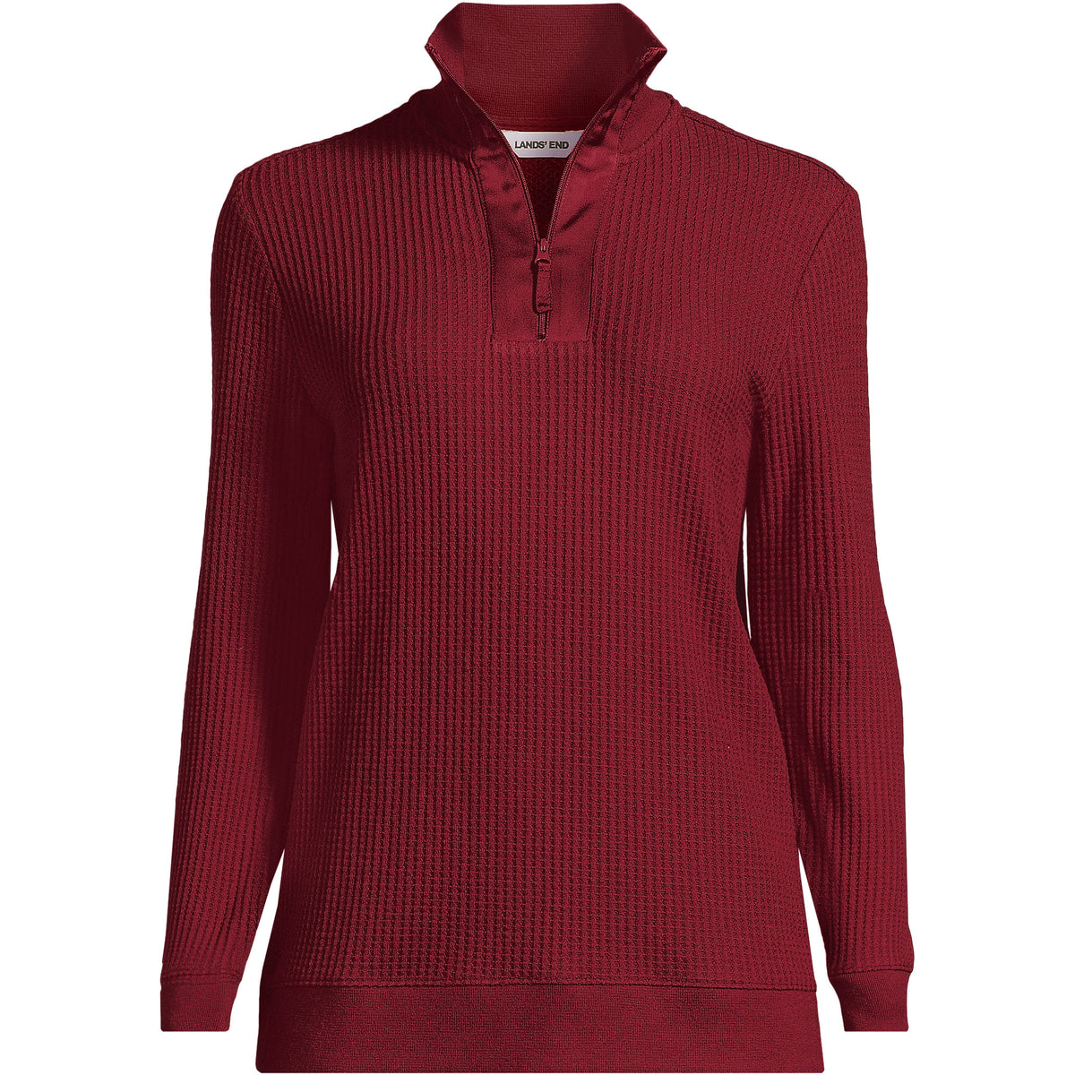 Women's Plus Size Long Sleeve Waffle Quarter Zip Pullover