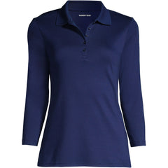 Women's Plus Size Supima Cotton 3/4 Sleeve Polo Shirt