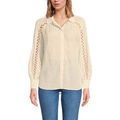 Women's Voile Shirred Trim Insert Shirt