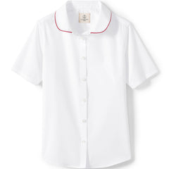 School Uniform Girls Piped Peter Pan Collar Broadcloth Shirt
