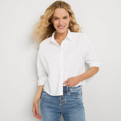 Women's Cotton Cropped Long Sleeve Shirt