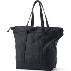 Extra Large Solid Color 5 Pocket Zip Top Long Handle Canvas Tote Bag