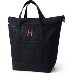 Large Solid Color 5 Pocket Zip Top Canvas Tote Bag