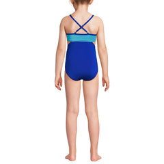 Girls Chlorine Resistant X-Back Cut Out One Piece Swimsuit