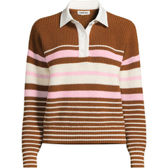 Women's Plus Size Drifter Rugby with Woven Collar Sweater
